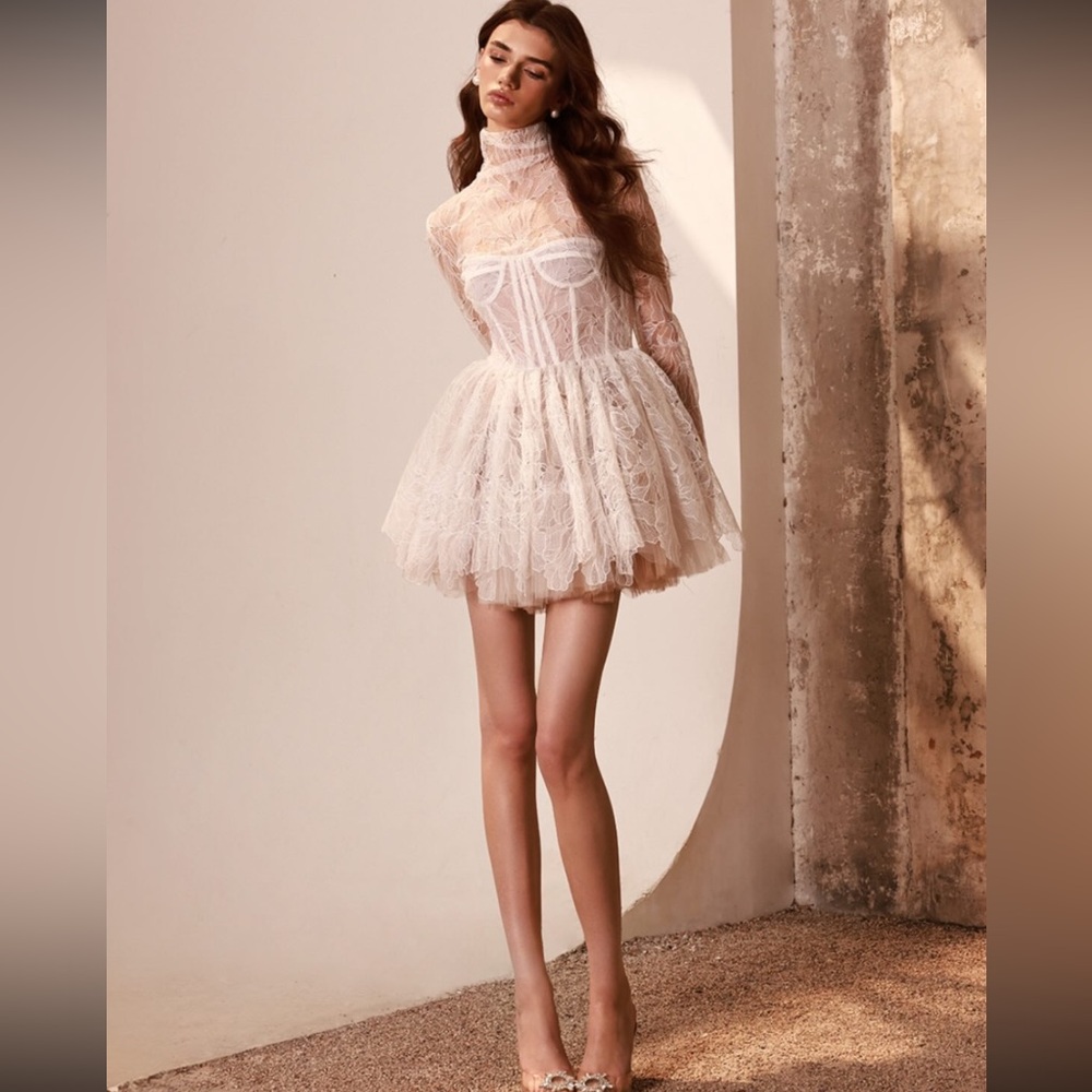 Bronx and Banco White Lace Mini Dress